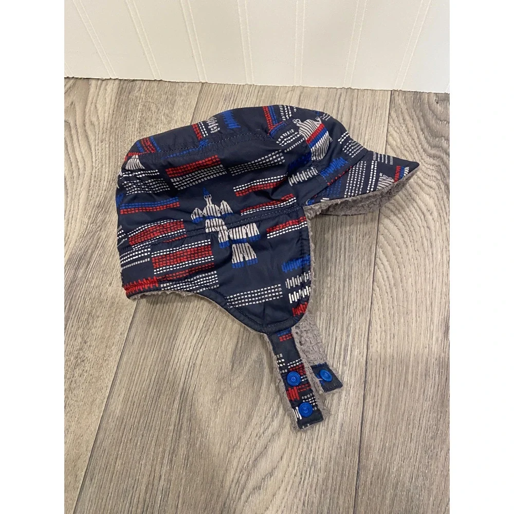 Patagonia Baby Reversible Shell Hat Geometric Print Soft Fleece Lined 12 Months